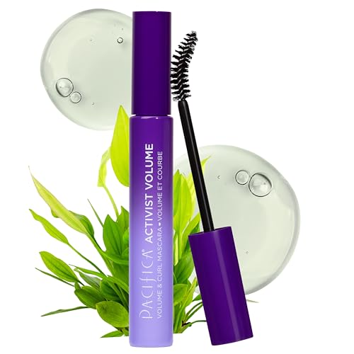 Pacifica Beauty | Activist Curling Mascara | Black | Volume and Length | Vegan Brush | Glass Tube | Clean Eye Makeup | Plant-Fibers | Microplastic + Nylon 6 Free | Vegan, Talc-Free, Cruelty-Free