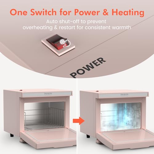 TASALON 8L Hot Towel Warmer Cabinet with Aluminum Inner Chamber, Pink