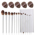 Makeup Brushes 14-Piece Premium Synthetic Makeup Brush Set Foundation Powder Contour Concealers Eyeshadow Blending Liner Makeup Brush Kit with Powder Puffs & Brush Bag