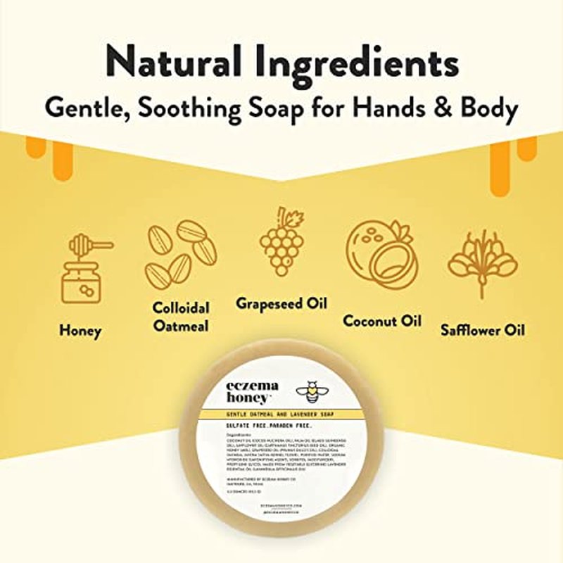 ECZEMA HONEY Original Skin-Soothing Cream & Oatmeal & Lavender Soap - Bundle for Sensitive Dry & Skin - Cruelty Free
