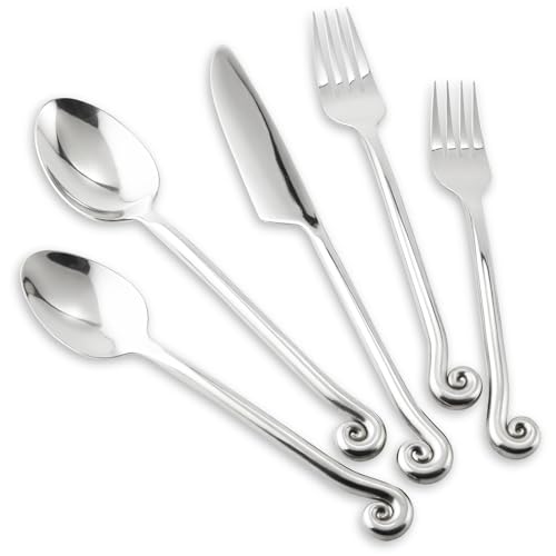Kelenfer 20-Piece Stainless Steel Flatware Set with Musical Note Handles - Silver / 20 Pcs