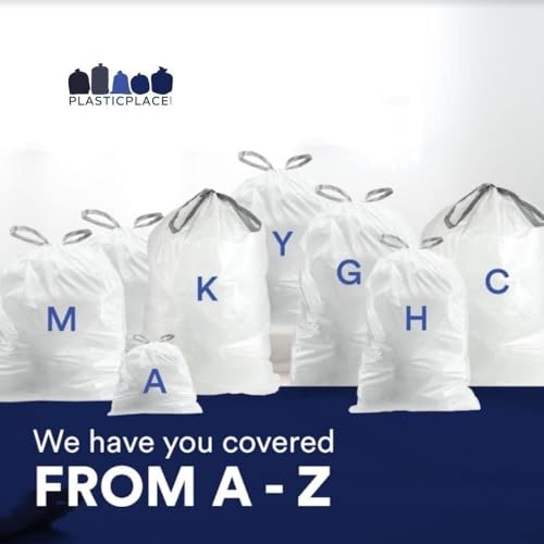Custom Fit Trash Bags 13-17 Gallon White Tear-Resistant Drawstring Pack of 200 - Unscented Variation