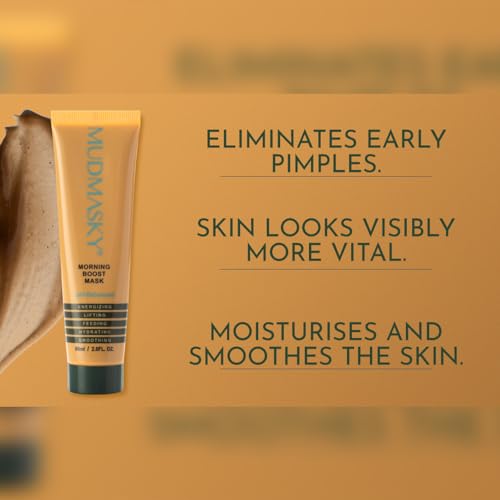 MUDMASKY Morning Boost Mask 60ml ? Energizing Clay Face Mask for Beauty & Skin Care, Hydrating & Lifting with Coffee, Moroccan Lava Clay, Indonesian Flowers ? Moisturizing & Smoothing
