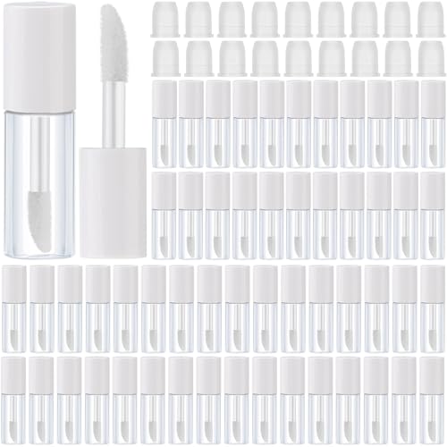 Mini Lip Gloss Tubes 3ml - 100 Pcs White Refillable Containers for DIY Cosmetics