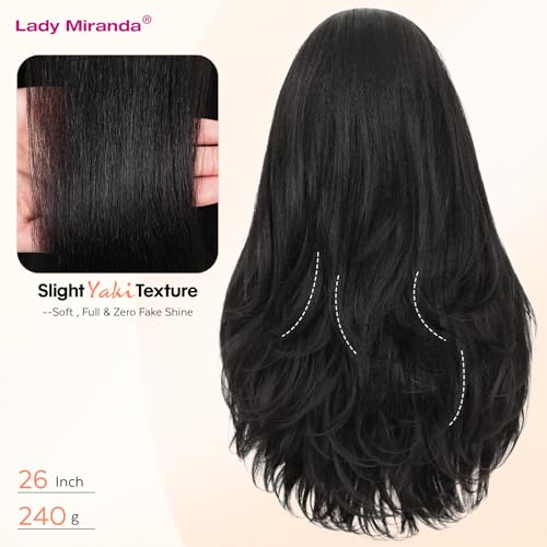 Lady Miranda 26 Inch Yaki Wavy Curly Headband Wig for Black Women - Black