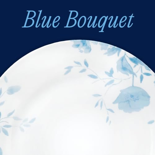 Corelle Blue Bouquet 18-Piece Dinnerware Set Service for 6 - Durable, Lightweight, Microwave & Dishwasher Safe