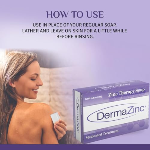 DermaZinc Zinc Therapy Bar Soap 4.25oz Pack for Eczema and Skin Relief