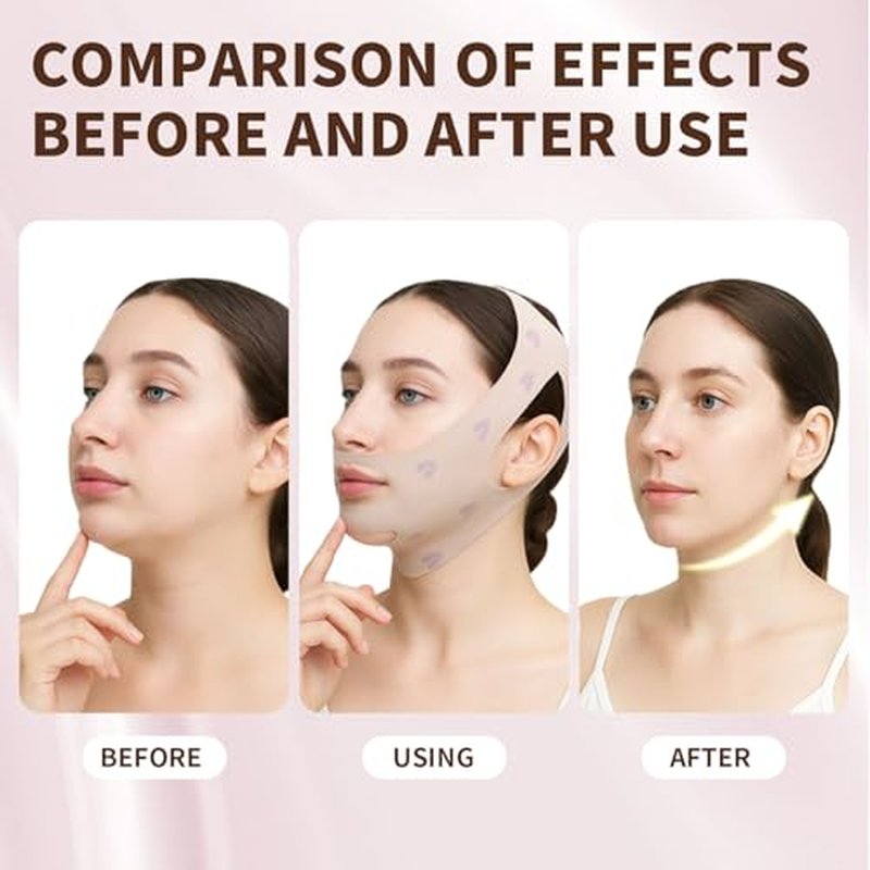Chin Strap for Sleeping, V Line Chin Face Lifting Mask, Double Chin Reducer Eliminator for Women, Jawline Mask with Breathable & Comfortable Design, Face Wrap for Overnight Skincare (2pcs)