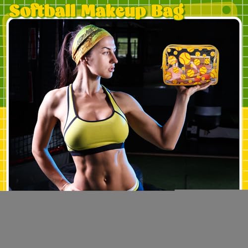 Softball Makeup Bags Bulk - 20 Pcs Softball Gift Bags for Sports Team and Party Supplies - Waterproof PVC, Portable, Reusable
