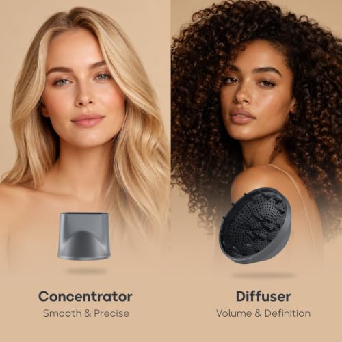 BURKANIX Dark Gray Ionic Hair Dryer with Diffuser & Brushless Motor, Professional Fast Drying