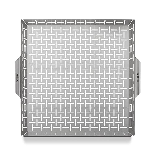 Weber Crafted Stainless Steel Roasting Basket for Gourmet Grill Cooking