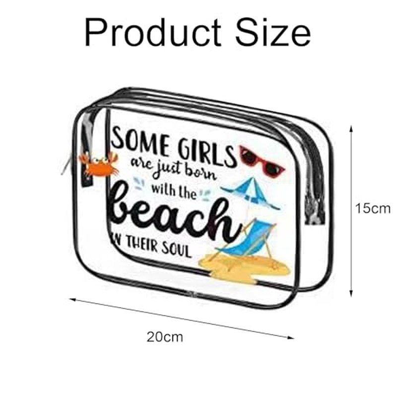 6 Pcs Clear Beach Makeup Bags Gift for Women Bulk Toiletry Bag Cosmetic Bags Beach Accessories for Women Waterproof Travel Bags Multifunction Pouch for Friend Sister Vacation