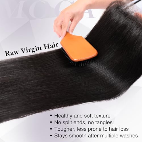 16 Inch Straight Virgin Human Hair Lace Closure with HD Swiss Skinlike Lace - MOCA HAIR 5x5