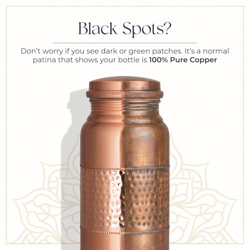 Inanosa 68 oz Copper Water Bottle Set with Cup Straw & Canvas Bag - Hand-Hammered Lab-Tested