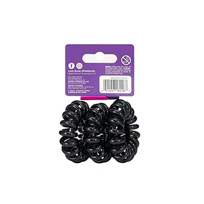 Goody Dentless Jelly Bands Elastic Hair Coils, Black - Medium to Thick Hair Accessories for Women and Girls, 3 Count (Pack of 2)