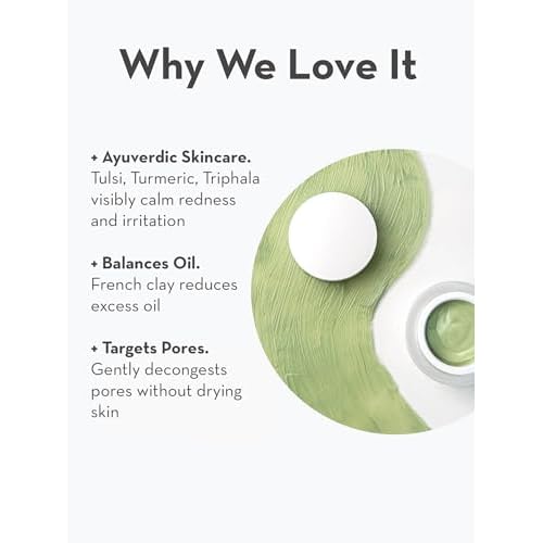 SONAGE Tulsi Soothing Tri Clay Mask | For Acne-Prone Skin | Mineral Rich Clay Mask Unclogs and Purifies Pores | Neem Oil and Turmeric