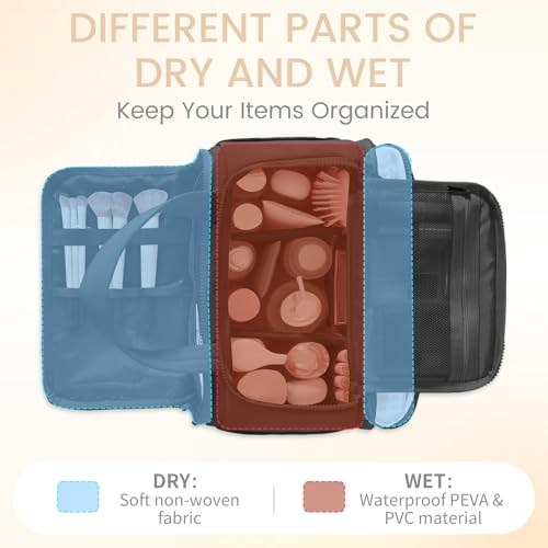 SODEER 11L Large Puffy Waterproof Toiletry Bag for Women Travel Makeup Organizer Black