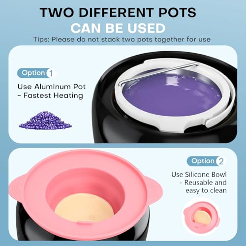 Waxing Kit for Women and Men, Digital Wax Warmer with 14OZ 5 Bags Hard Wax Beads, at Home Wax kit for Full Body, Face, Eyebrows, Bikini, Legs, Brazilian & Sensitive Skin