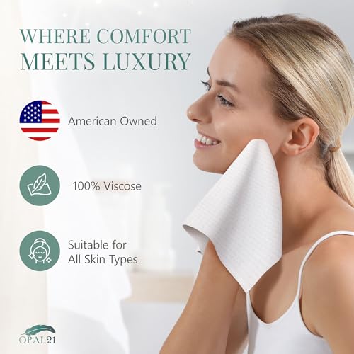 100% Viscose Face Towels, 10¡± x 12¡± Ultra Soft & Skin Friendly Face Cloths for Washing Face, 90GSM Luxury Care Towelettes for Unisex, Makeup Remover Facial Towels, 50 Count, 1 Pack