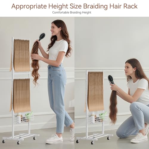 White Braiding Hair Rack 2-Sided with 286 Pegs for Salon & Home Use - NOVIMANGO