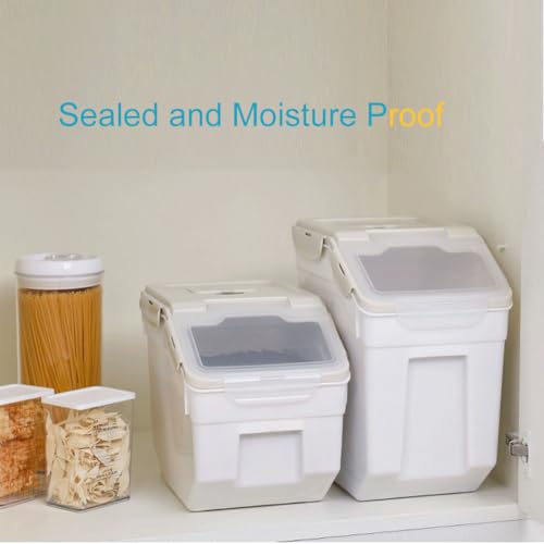 Large 25LB Flour Storage Container Bin with Wheels & Locking Lid - Gray, 2 Pack