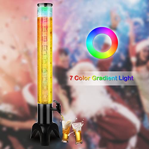 2pcs Beer Dispenser Tower with Ice Tube & LED Light - 100oz Beverage Tower for Parties