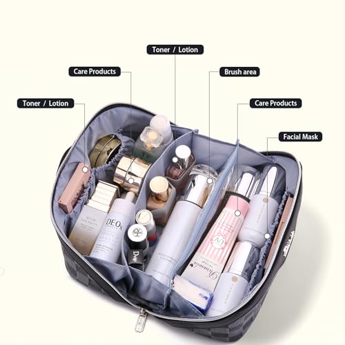 Travel Makeup Bag Cosmetic Organizer Set - Black D-2 - 3 Pieces
