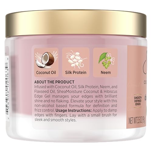 SheaMoisture Define&Shine Edge Gel + Flaxseed Coconut&Hibiscus Holds and Controls Edges All Day Infused With Glycerin,Coconut Oil and an Invigorating Sweet Scent Paraben-Free Hair 3.5 OZ,(Pack of 2)