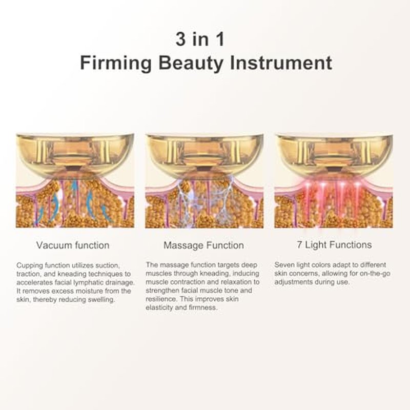 3 IN 1 Lymphatic Drainage Massager Contour Face Cupping Red-light Skin tightening facial tool Double Chin Reducer