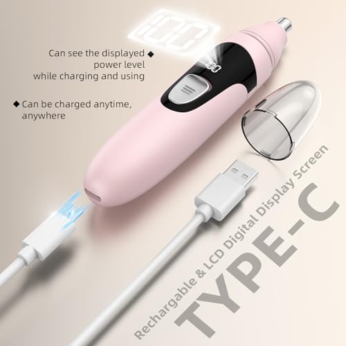 Nose Hair Trimmer,Painless Ear and Eyebrow Trimmer for Men with Dual Edge Blades,Rechargeable,Light Indicator Easy Washing (Pink)