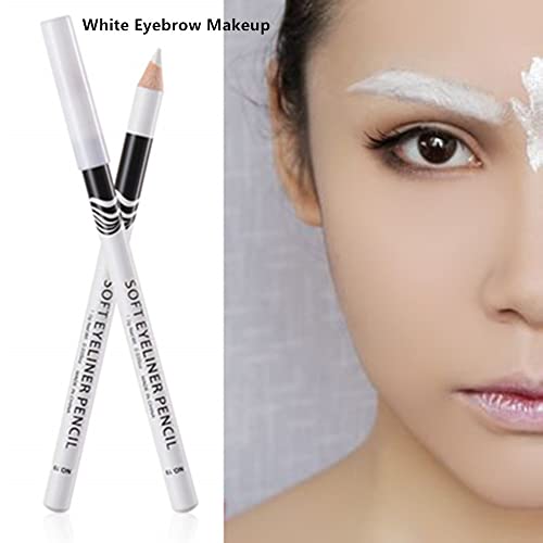 Go Ho 12 PCS White Eyebrow Eyeliner Pencils,White Eyeshadow Makeup Pen,Sweatproof Eye Highlighter Makeup Pencil,Long-lasting Nice Color Eye Brow Gel Pen,Brow Tint Sticks
