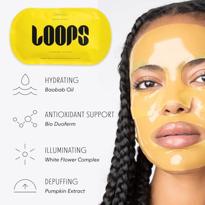 LOOPS Glow Gang Mask Set ? Weekly Reset for Rejuvenation, Double Take for Energized Skin, Sunrise Service for ? Hydrating and Pore Refining ? Safe for Sensitive Skin - Hydrogel Face Masks - 3pc