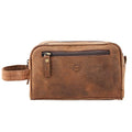 Men’s Leather Travel Toiletry Bag Small Shave Kit Organizer - Vintage Style