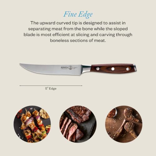 Pakkawood Handle Steak Knife Set - Forged 5-Inch Fine Edge, Rust-Resistant, 4 Piece