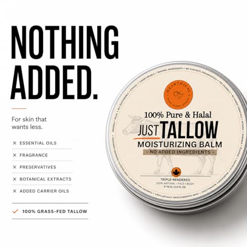 Hearthical Unscented 70g Halal Grass-Fed Beef Tallow Face Moisturizer - Organic & Pure