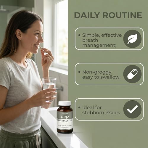 Ovouria Breath & Gut Balance 7-in-1 Capsules for Fresh Breath & Digestive Support - Vegan, Non-GMO, 60 Count