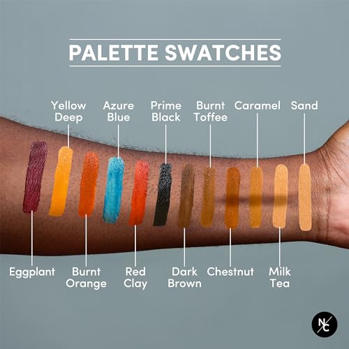 Narrative Cosmetics 12 Color Dark Flesh Tone Alcohol Activated Makeup Palette for Special Effects - Waterproof Dark Flesh Tone Makeup for Professional Makeup Artists