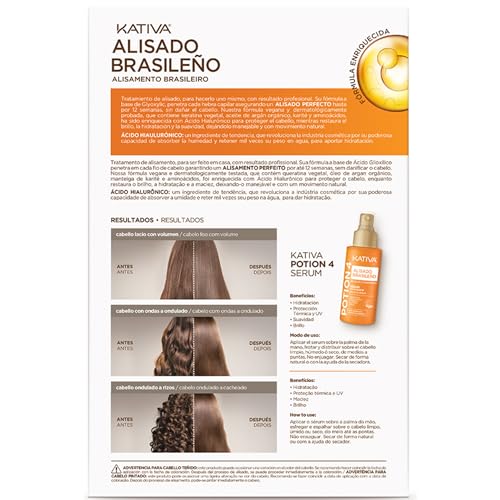 Kativa Brazilian Keratin Straightening Treatment at Home with Hyaluronic Acid and Premium Serum | Keratin
