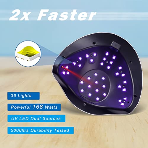 W&H 168W UV LED Nail Dryer for Gel & Regular Polish - Fast Curing Lamp