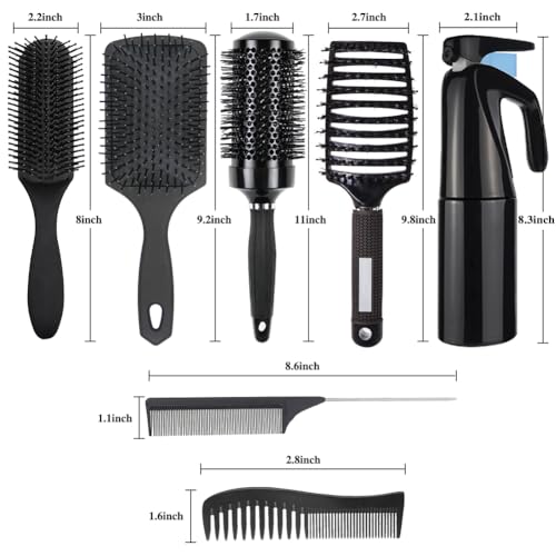 Black Curly Hair Brush Set for Women - Detangling & Styling Tools