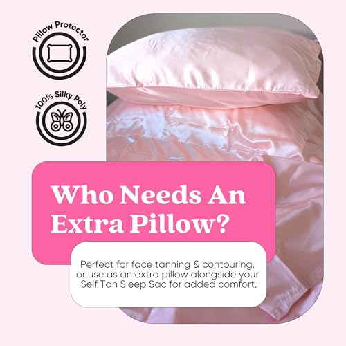 Tan Fan Self Tan Sleep Sac for Dark Tanner + Pillowcase - Keep Sheets + Pillows Clean from Self Tanner Stains - 100% Cooling Silky Poly - Won¡¯t Rub or Absorb Tanning Lotion - Lightweight Breathable
