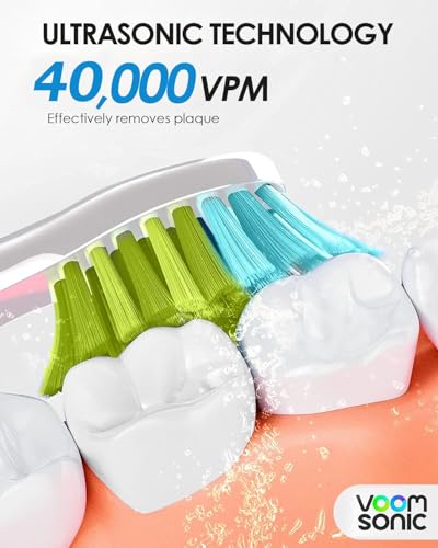 Voom Sonic Pro 3 Series Purple Ultrasonic Electric Toothbrush - 3 Speeds, USB Rechargeable, 40,000 Strokes/Min, Travel & Bathroom Use