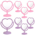 Lineshading 8-Piece Pink Heart Makeup Mirrors Set with Detachable Base
