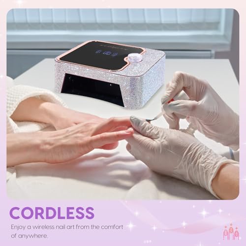ANBEISTEE Diamond Rechargeable UV Nail Lamp for Gel Nails - Wireless, Long Battery Life