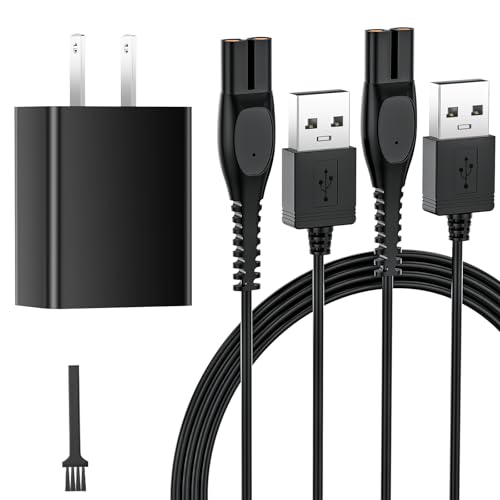 Soloepn Charger Compatible with Philips Norelco OneBlade QP2724 QP2834 MG5910 MG7910 MG9510 MG9520 PQ888 PQ889, Power Cord for Philips Norelco Shaver 2400 3600 (USB Charger with 2 Charger Cable)