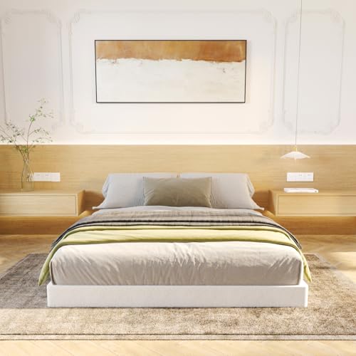 Queen Size 3 Inch Heavy Duty Metal Box Spring Bed Base with Fabric Cover - Sturdy Support