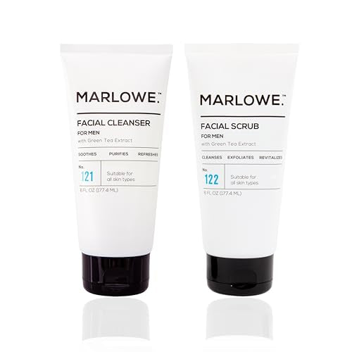 MARLOWE. Men's Face Wash & Scrub Bundle ? Daily Cleanser with Natural Extracts + Exfoliating Formula with Fresh Woodsy Scent