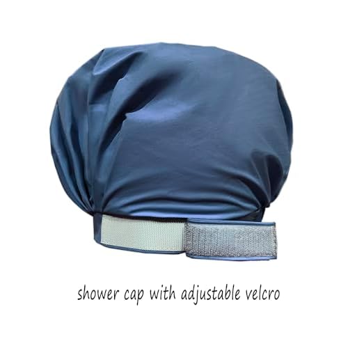 Shower Cap for Women, Large Waterproof Shower Bonnet Washable Elastic Band Bath Hair Hat for Long Hair, Braids (blue)