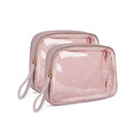 BAGSMART TSA Approved Toiletry Bag, 2 Pack Clear Makeup Cosmetic Bag Organizer, Quart Size Travel Bag for Toiletries, Carry-on Travel Accessories Essentials - Pink