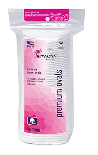Swisspers Premium 100 Percent Cotton Ovals, Reclosable Bags, 50 Count Bags, 2 Pack (100 Count Total)